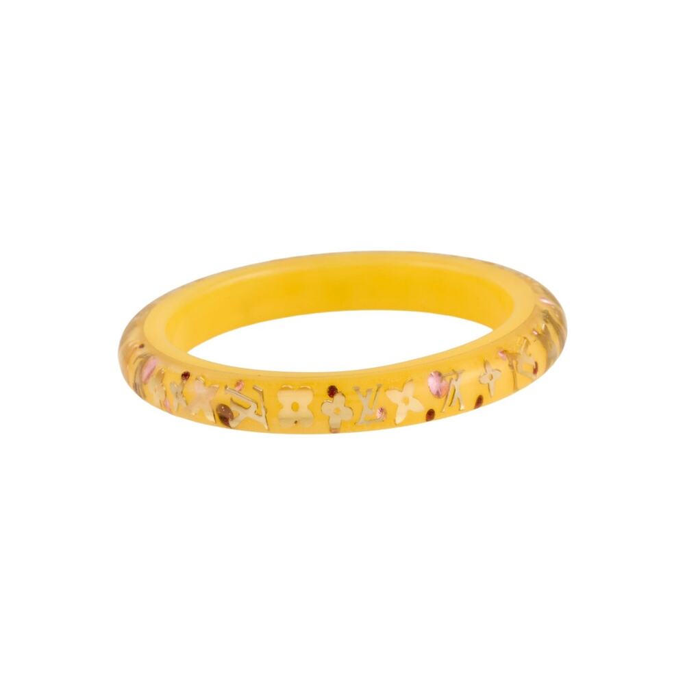 Louis Vuitton Yellow Gold-tone Resin Crystal Inclusion Bangle Bracelet
